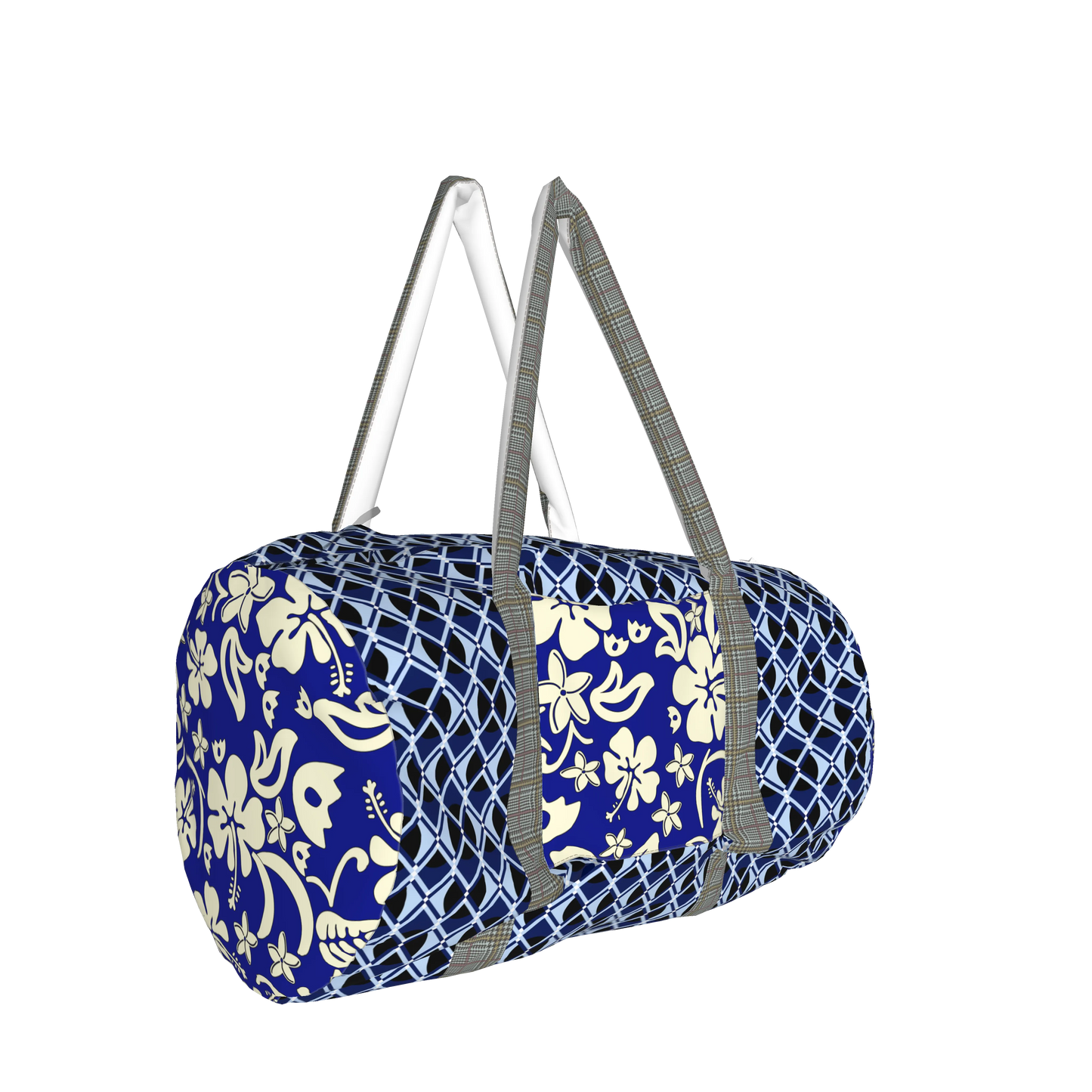 19" Duffel Bag in Digital Indigo Grid/Floral Print