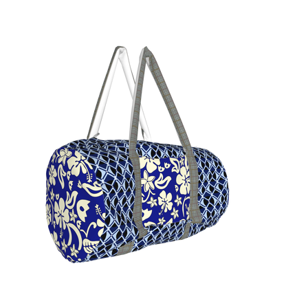 19" Duffel Bag in Digital Indigo Grid/Floral Print
