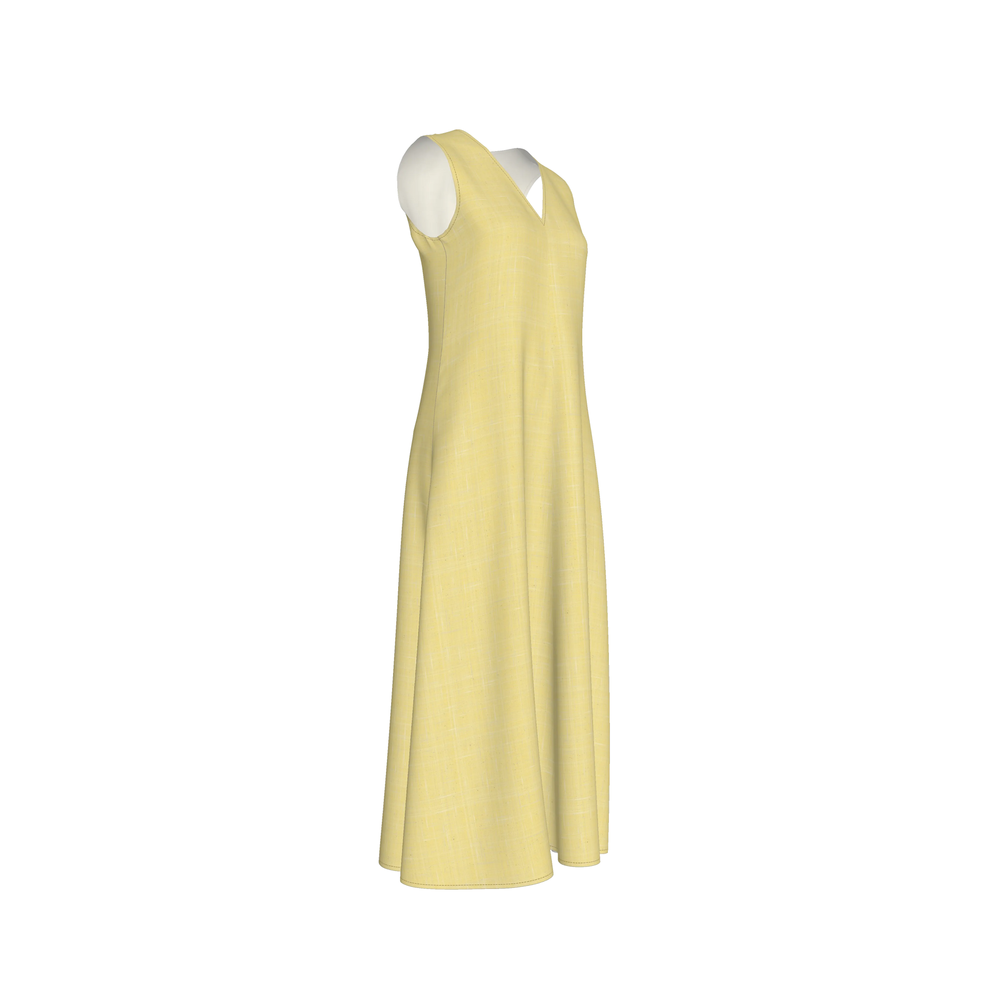 V-Neck A-Line Dress in Lightweight Cotton Poplin