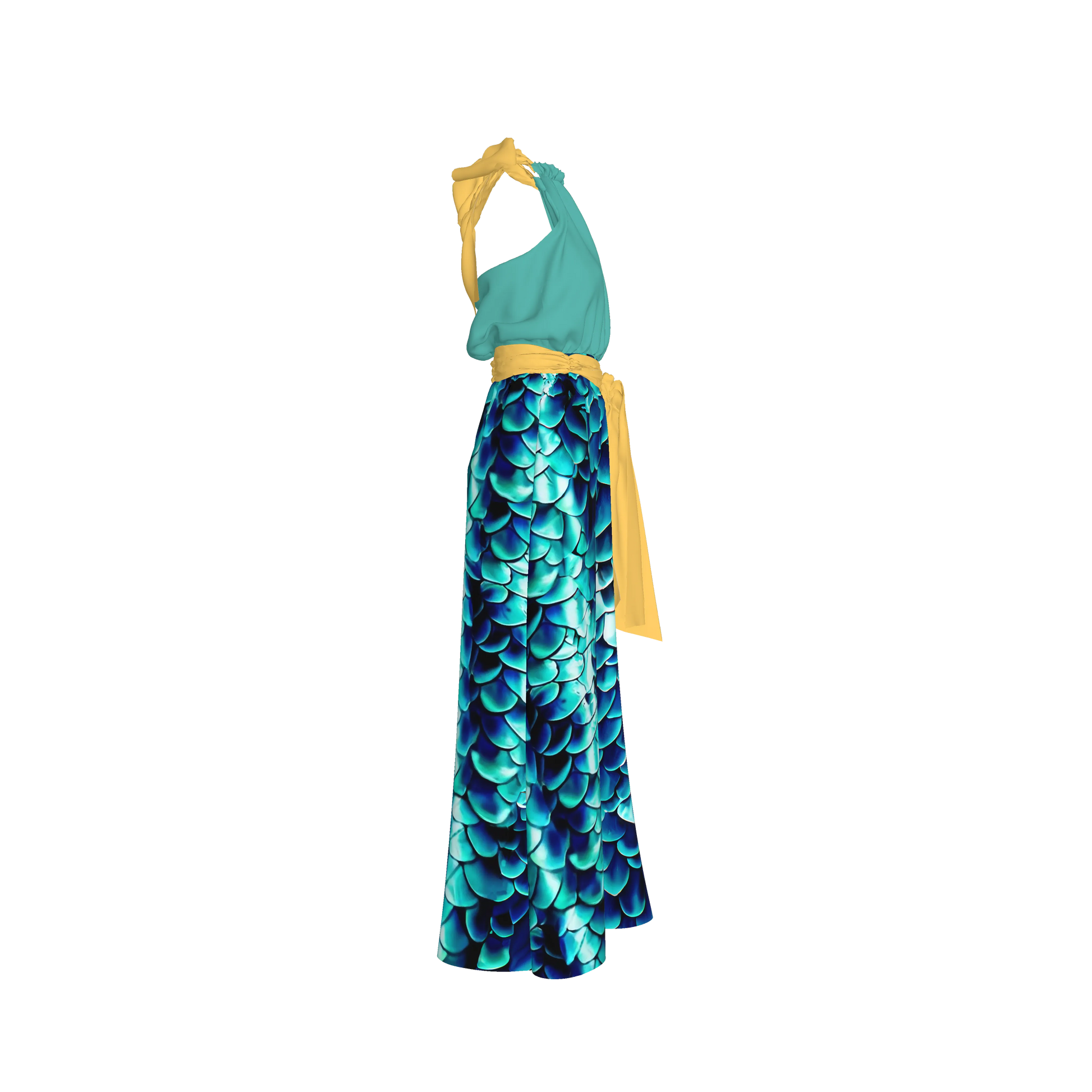 Elastic Waist Halter Maxi in Pima Cotton Poplin