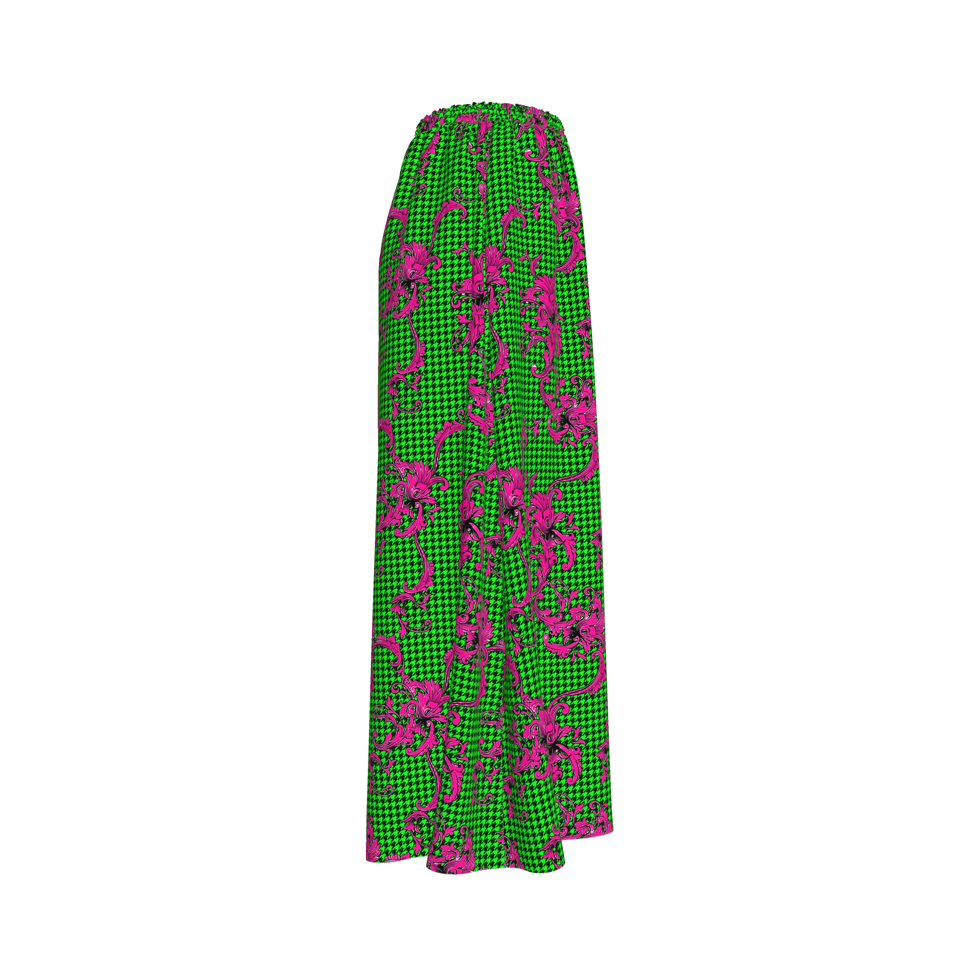 Pink & Green Houndstooth Palazzo Pants