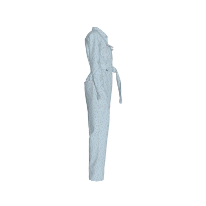 Lightweight Button Front Jumpsuit in Brushed Organic Cotton Twill